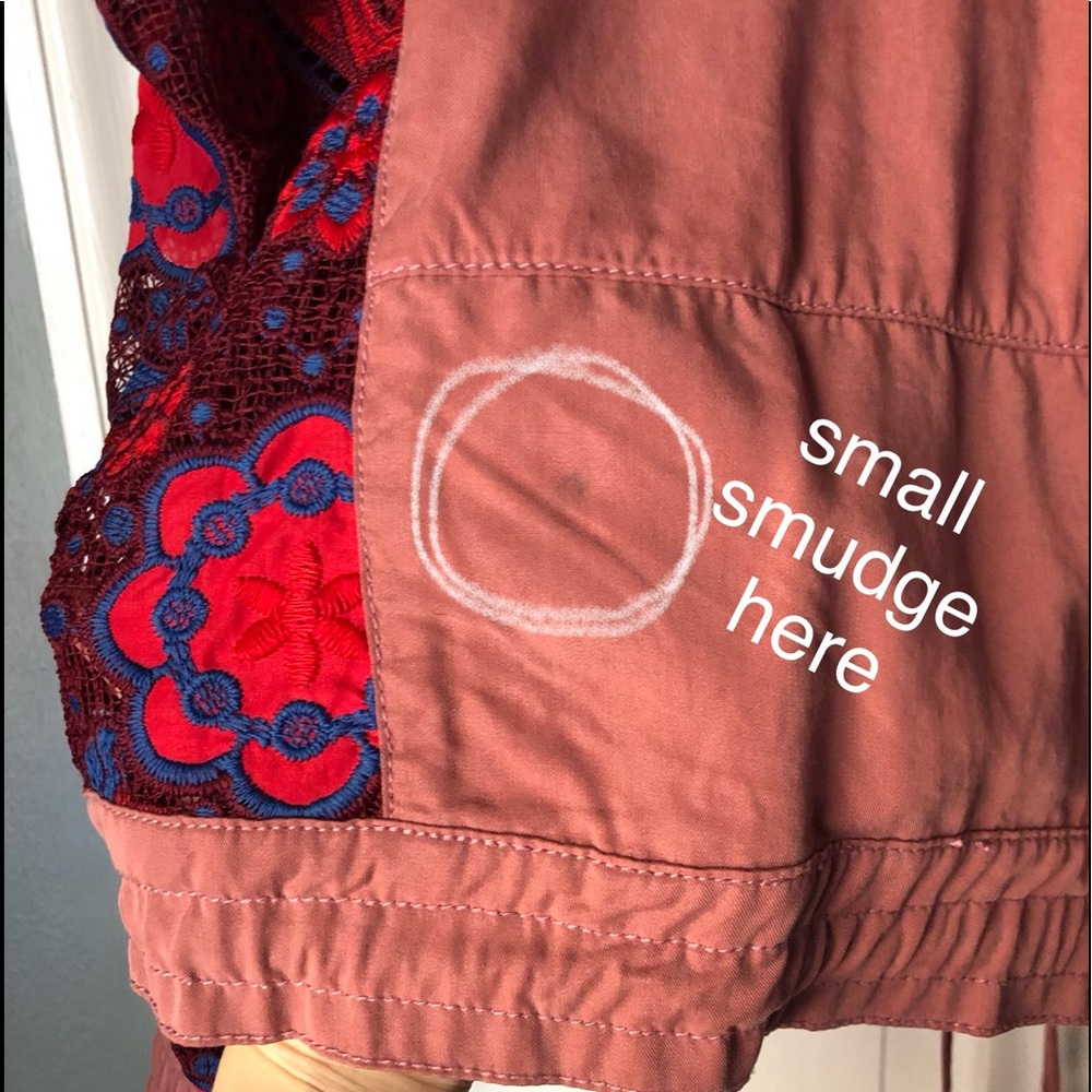 Free People Jacket with embroidery and lace; Size XS; small smudge on back - Picture 5 of 5